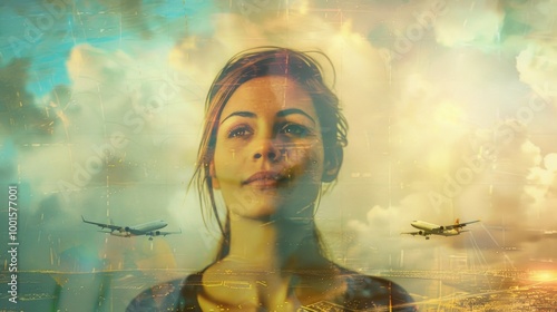 A woman standing near a plane, likely at an airport or airshow