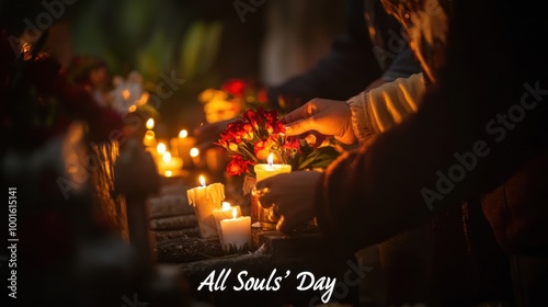 Family gathers to light candles and place flowers at graves on All Souls' Day