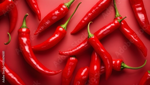 Vibrant red chili peppers minimalistic backdrop culinary blog or spicy food advertisement