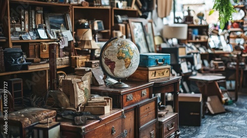 Vintage antique shop filled with nostalgic collectibles