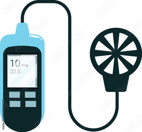 Digital anemometer showing wind speed in meters per second on its display