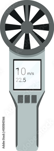 Digital anemometer showing wind speed measurement on its screen