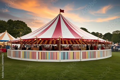 Enchanting Carnival Tent Highlighting Joyful Festival Ground Thrills