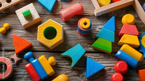 Colorful didactic wooden toys