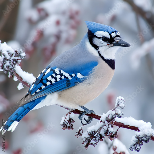 blue jay in the snow