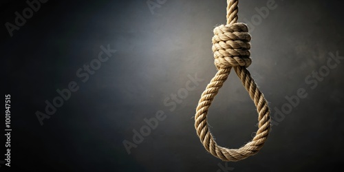 Rope hanging with noose symbolizing suicide by hanging, suicide, hanging, rope, noose, depression, mental health, death