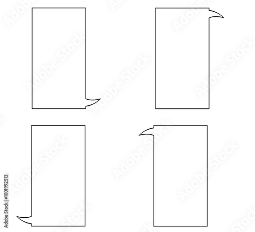 長方形のふきだしセット 白黒