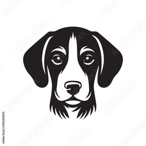 Harrier Dog Face Clipart Design - Dog Face Logo - Harrier Vector illustration in black and white 