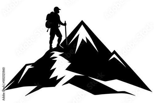  Bold Mountain Climber Silhouette Featuring a Climber Reaching the Peak