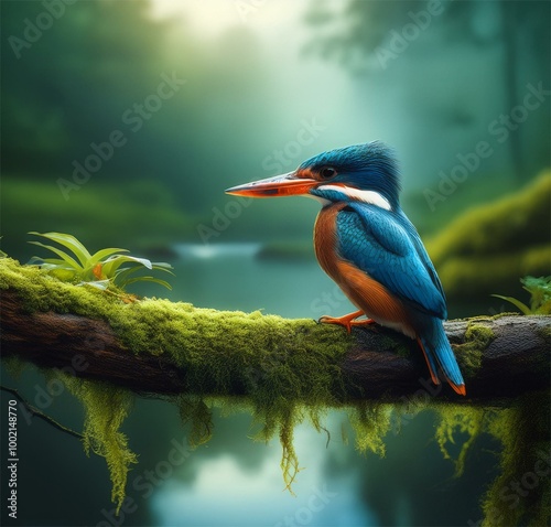 The blue kingfisher or king prawn bird has an alluring appearance with bright blue dominant plumage on its back and wings, while the underside of its body is generally orange or white. Its long, sharp