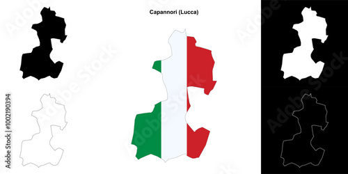 Capannori (Tuscany) outline map set