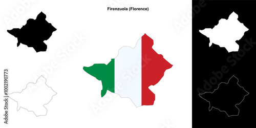 Firenzuola (Tuscany) outline map set