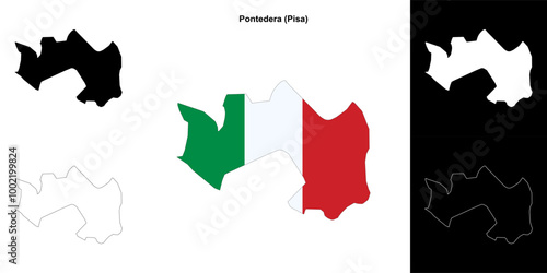 Pontedera (Tuscany) outline map set