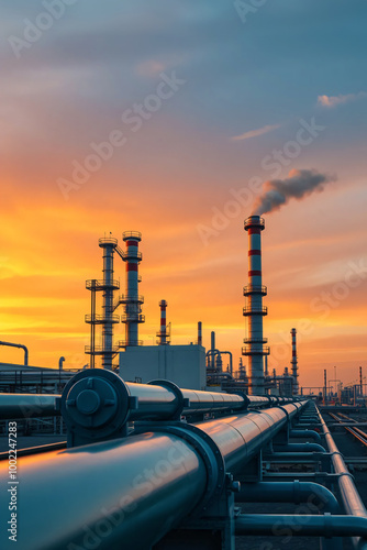 energy supply with gas pipeline, petrochemical industry with oil refinery