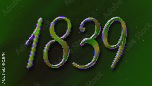 3D green with blue border design of number 1839 on green background.