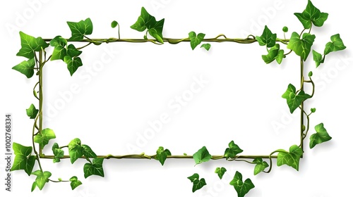 Lush Green Ivy Vine Frame Backdrop with Climbing Leafy Foliage