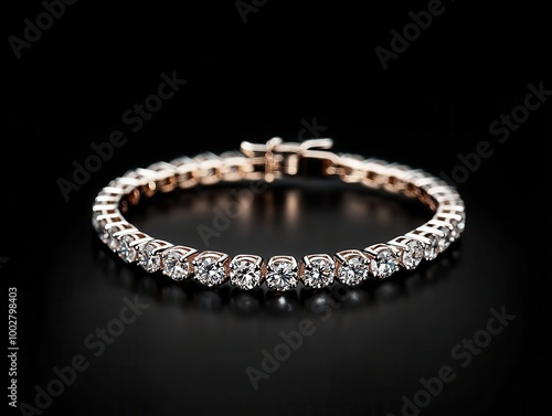 Classic diamond tennis bracelet with round-cut diamonds in a seamless setting, bracelet, diamond, tennis, classic