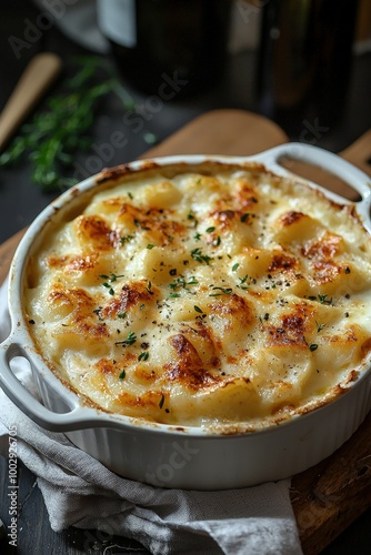 Bacalhau com Natas: Cod baked with cream and potatoes.