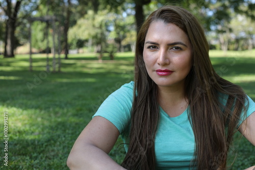 Beautiful Hispanic woman head shot