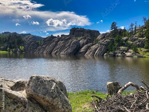 Sylvan Lake in the Spring at Custer State Park in the Black Hills of South Dakota.