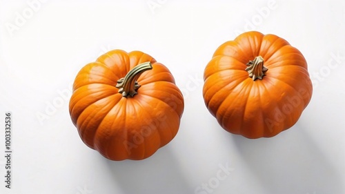 Two ripe orange pumpkins isolated on a white background.