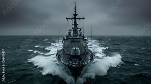 Combat ship in the sea