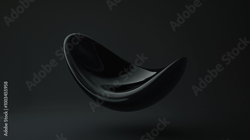 Black abstract shape floating on dark background