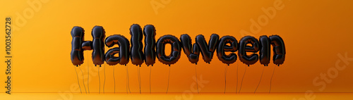 The inscription Halloween on an orange background, created with Generative AI technology.