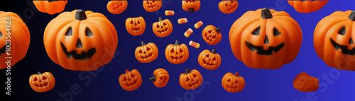 Candies in the shape of pumpkins for Halloween, created with Generative AI technology.