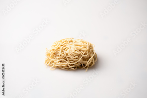 ramen noodles on the white background