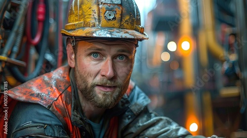 A driller performing maintenance on a drilling rig, ensuring all parts are functioning correctly and safely