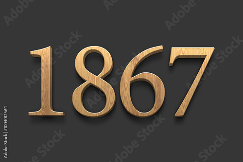 3D wooden logo of number 1867 on dark grey background.