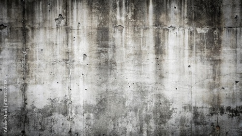 Wide-angle abstract distressed background texture of worn out concrete wall in black and white