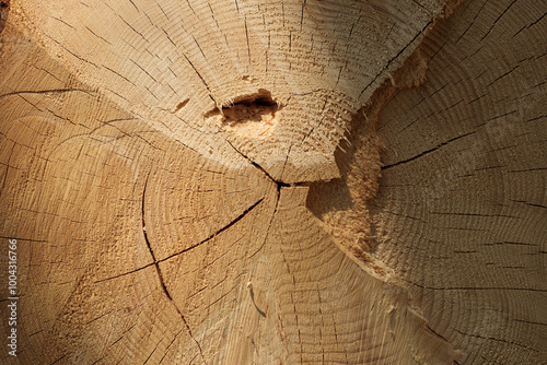 vista macro del taglio del tronco di un albero di legno