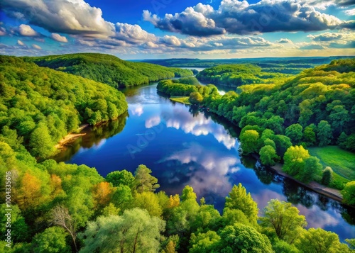 Scenic View of Nelson Dewey State Park Featuring Lush Greenery and Serene River Landscape in Wisconsin