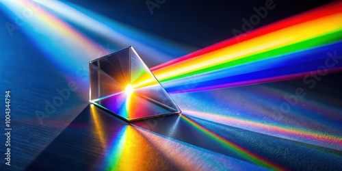 Vivid Spectrum Rainbow Colors Diffracted by Prism in Bright Light Stock Photo