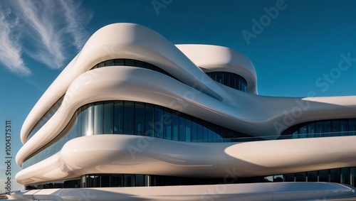 Futuristic Curvilinear Architecture with Smooth White Surfaces.