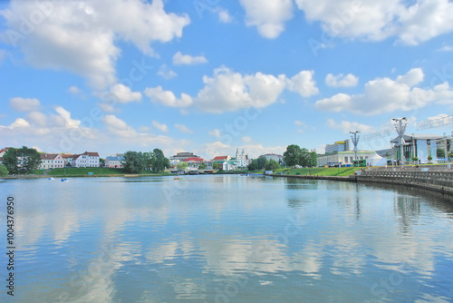 View of the capital of Belarus Minsk with the river