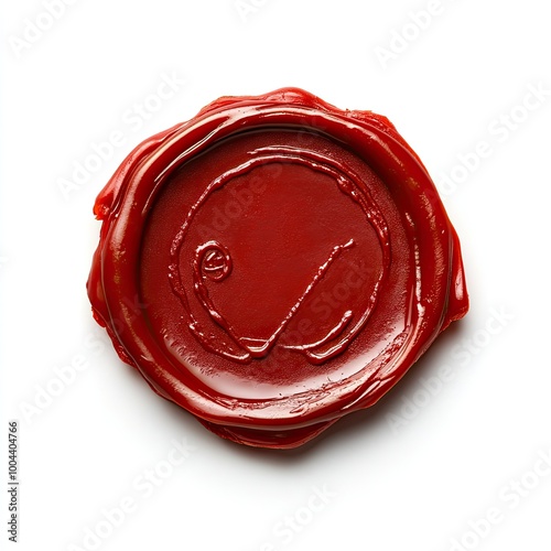 Red wax seal isolated on white