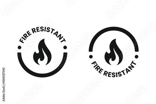 Fireproof icon set. Fire resistant icon sign. Flame protection. Fire Resistant label vector illustration.