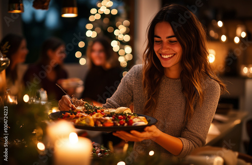 Famiglia festeggia il natale insieme