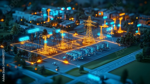 Power Grid Network Cityscape