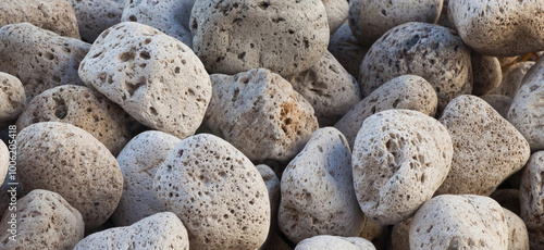 Pile of light pumice rocks forming a natural background