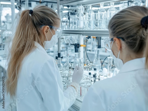 Scientists monitoring hydrocarbon reactions in a lab