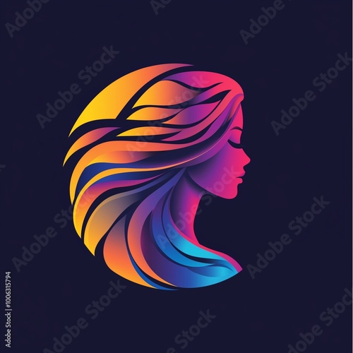 A vibrant and detailed abstract illustration of a woman, featuring bold colors and dynamic shapes, ideal for colorists and hairstylists looking to enhance their creative projects