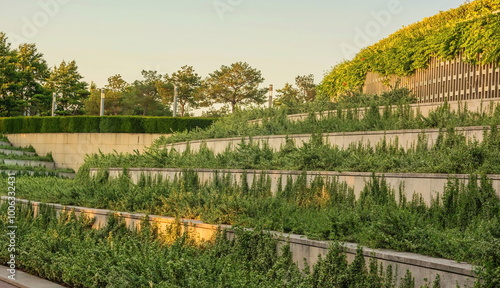 Flower beds in the form of terraces in Krasnodar Park - Galitsky Park