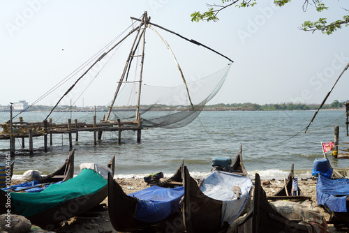 Filets de pêche chinois à Cochin dans le Kerala