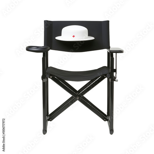 Black Director's Chair with White Hat