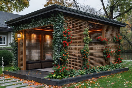 Sukkah symbolic temporary hut gazebo for celebration of Jewish Holiday Sukkot