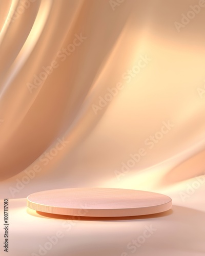 3D illustration of a minimal abstract mockup background with a vibrant gradient podium on pink background. Clipping paths of each element are included.